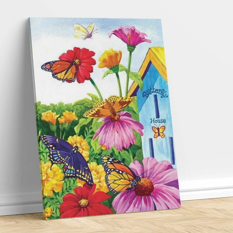 Multi Color Blume mit Schmetterlingen