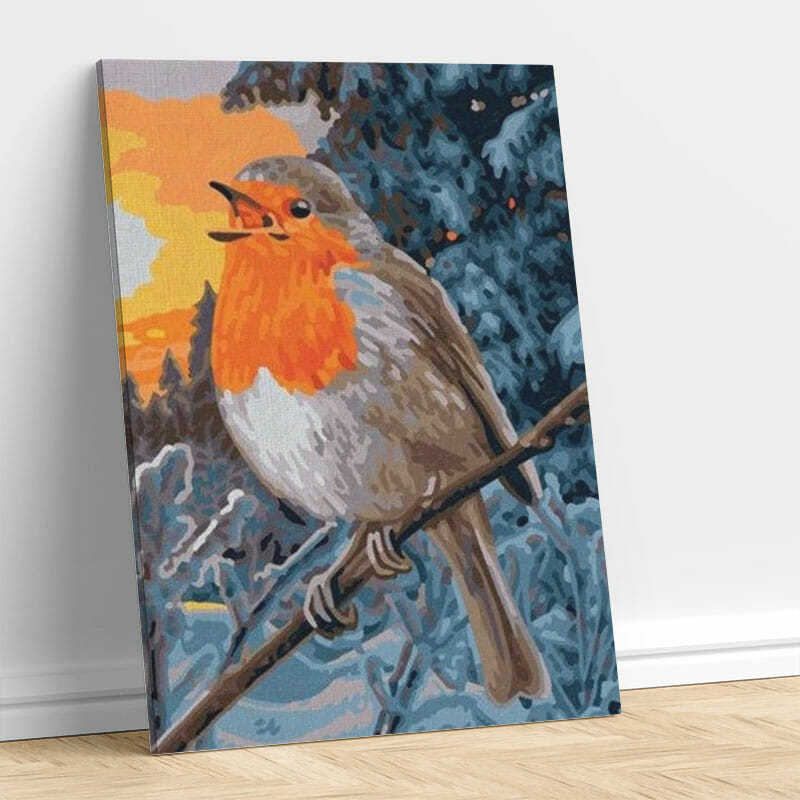 Bunter Vogel auf Zweig sitzend