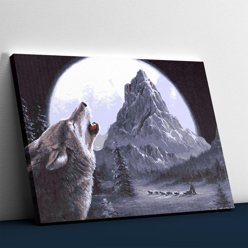 Supermond und Wolf
