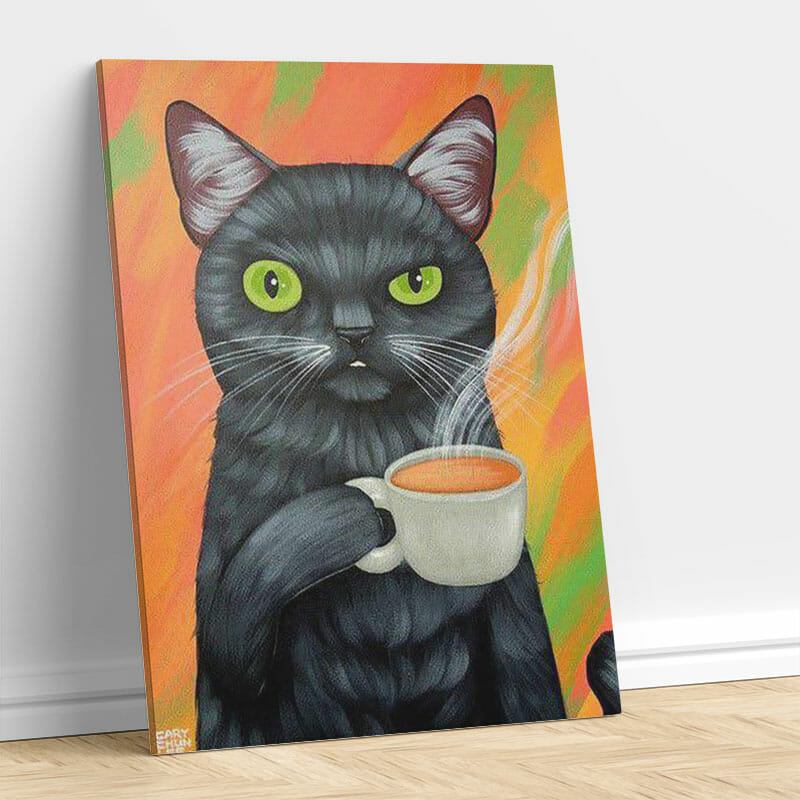 Katze genießt Tee