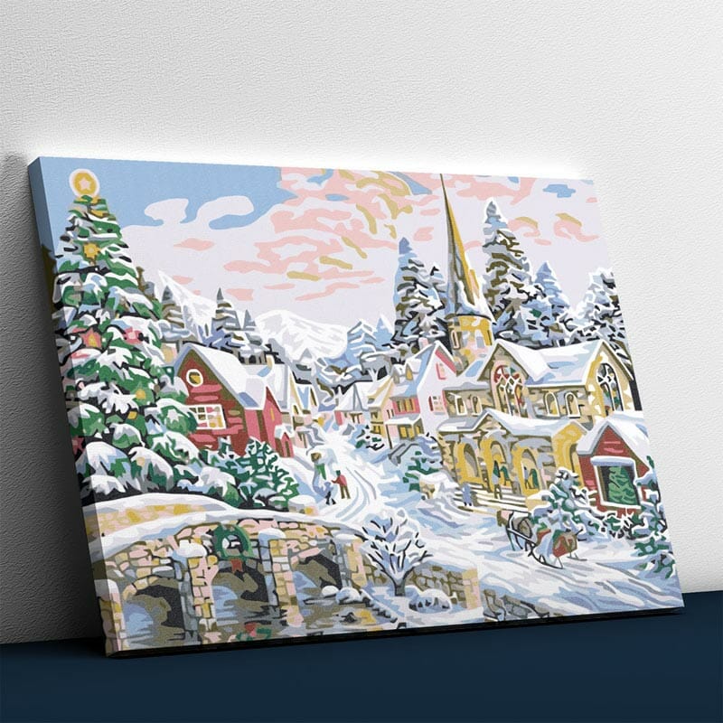 Schöne Stadt im Schnee