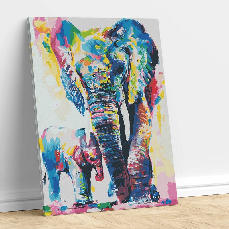 Abstrakter Elefant mit Kalb