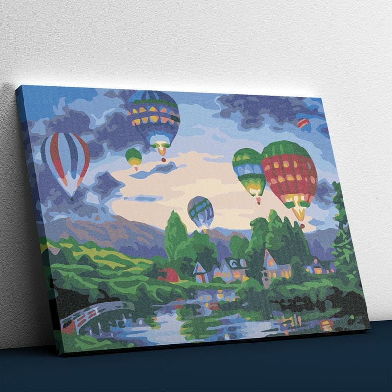 Heißluftballons in der Stadt