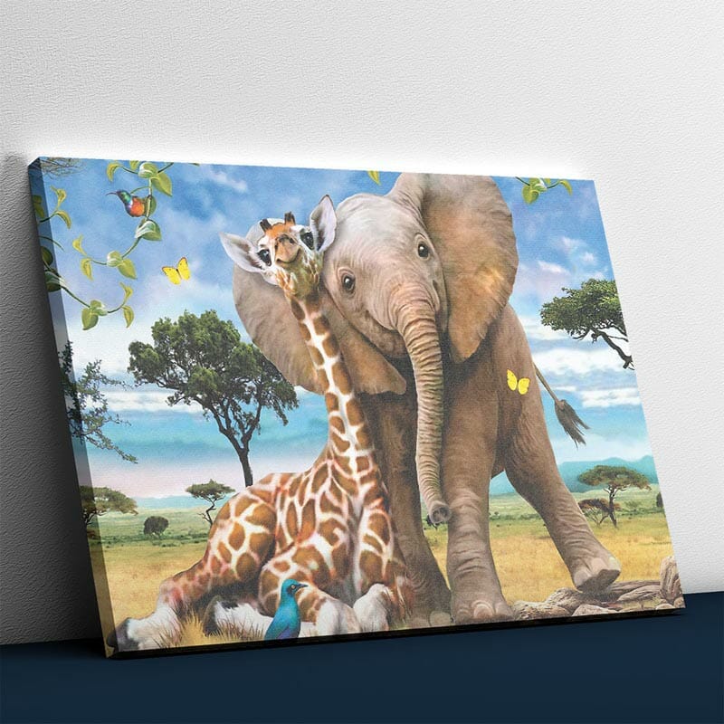 Beste Freunde - Giraffe und Elefant