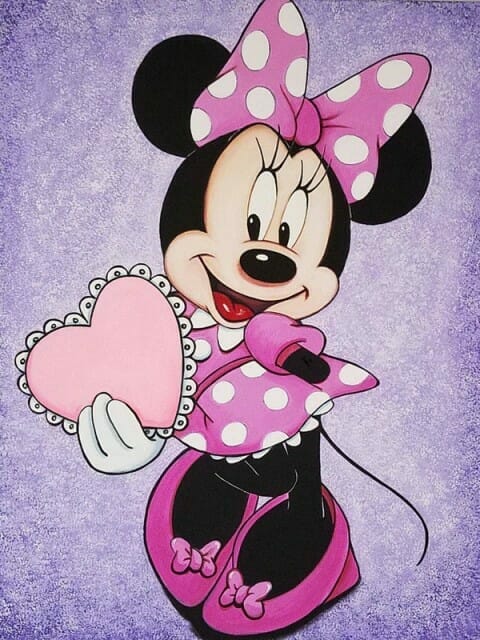 Schöne Minnie Maus mit Herz - Disney Diamant Malerei