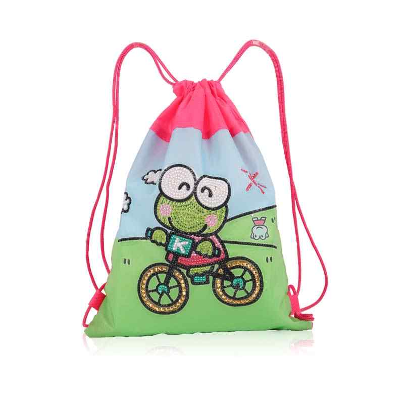 Frosch auf Fahrrad - Diamant-Kunsttasche